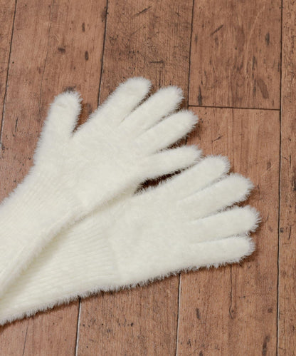 長款毛絨針織手套