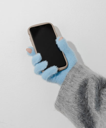 長款毛絨針織手套