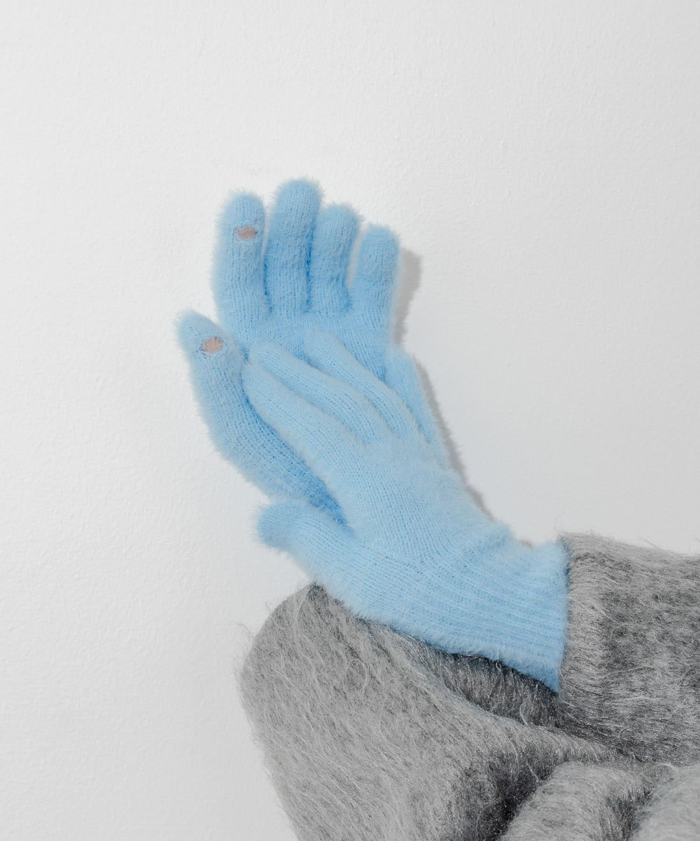 長款毛絨針織手套