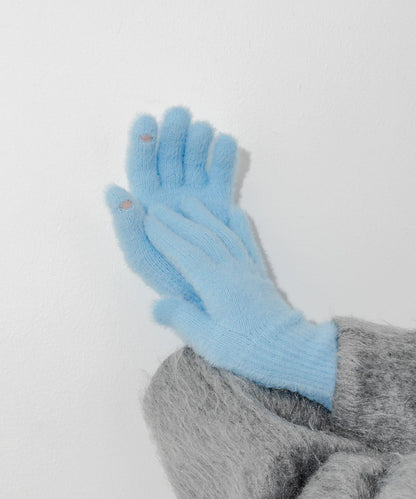 長款毛絨針織手套