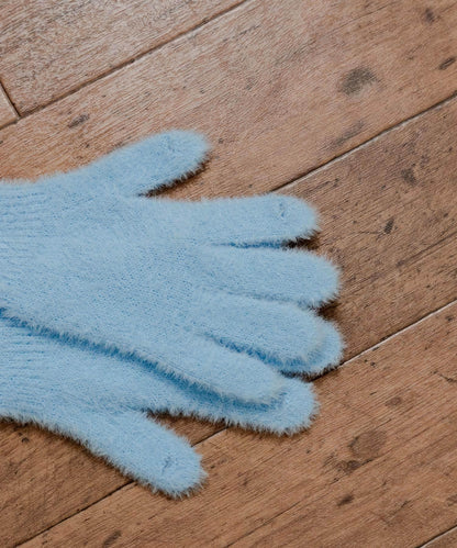 長款毛絨針織手套