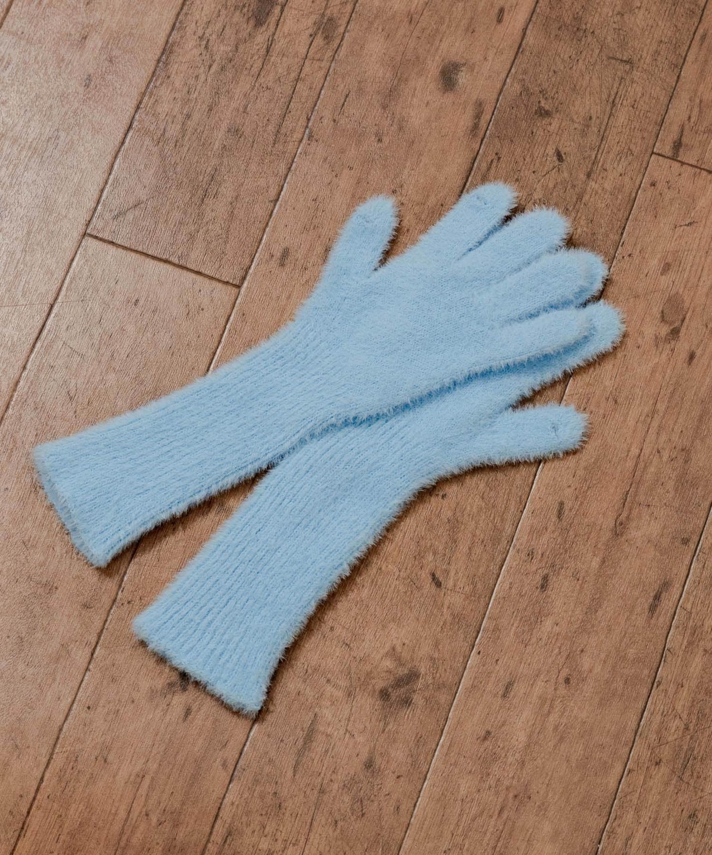 長款毛絨針織手套