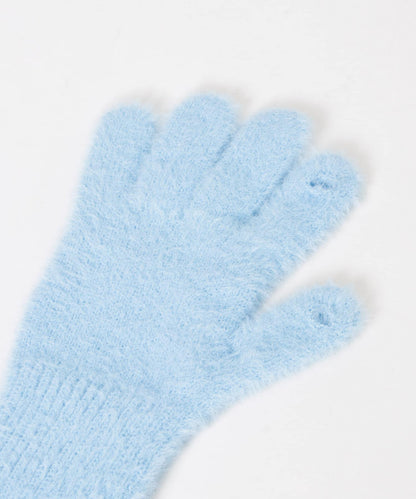 長款毛絨針織手套