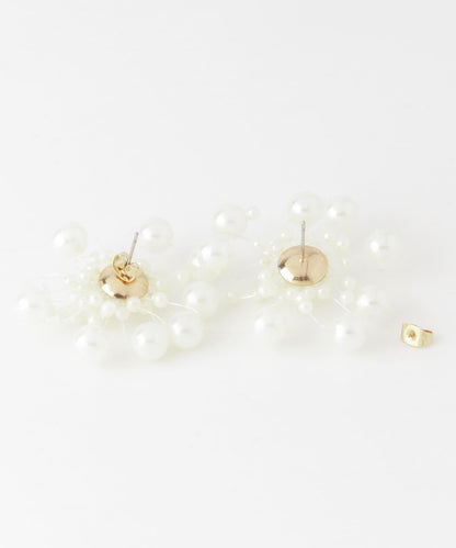 花朵造型珍珠流蘇耳環