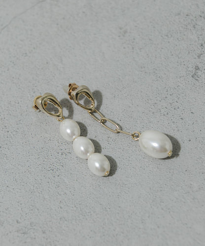 不對稱珍珠流蘇耳環