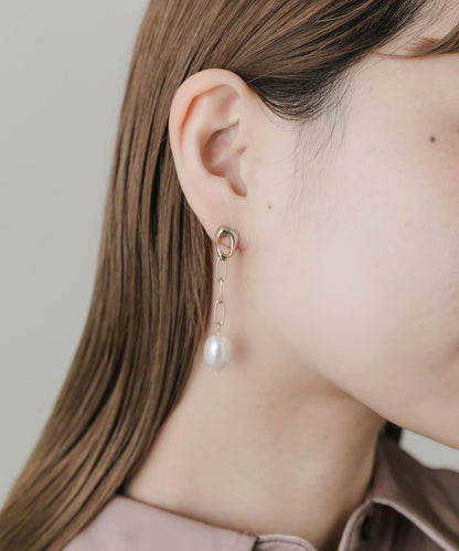 不對稱珍珠流蘇耳環