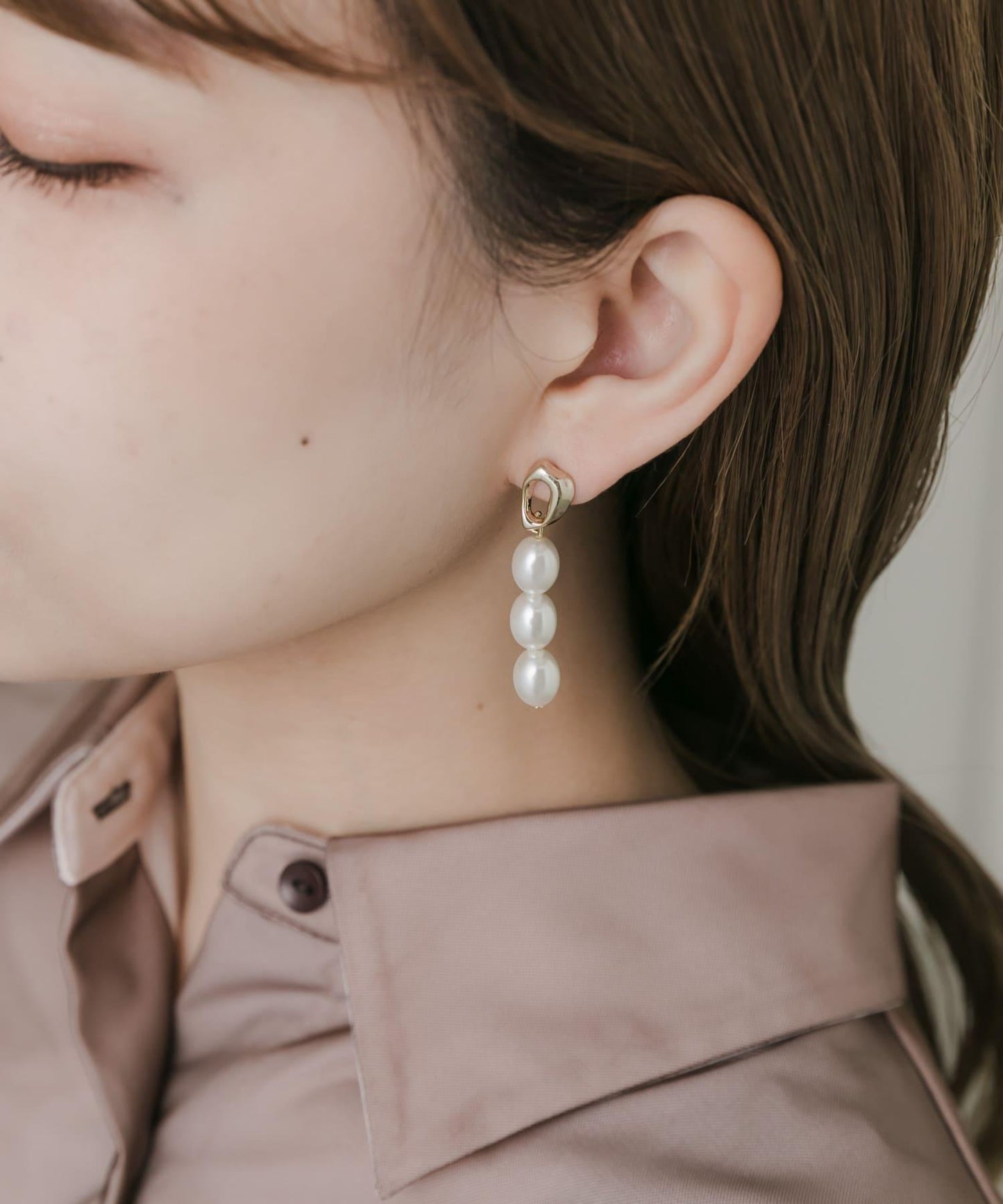 不對稱珍珠流蘇耳環
