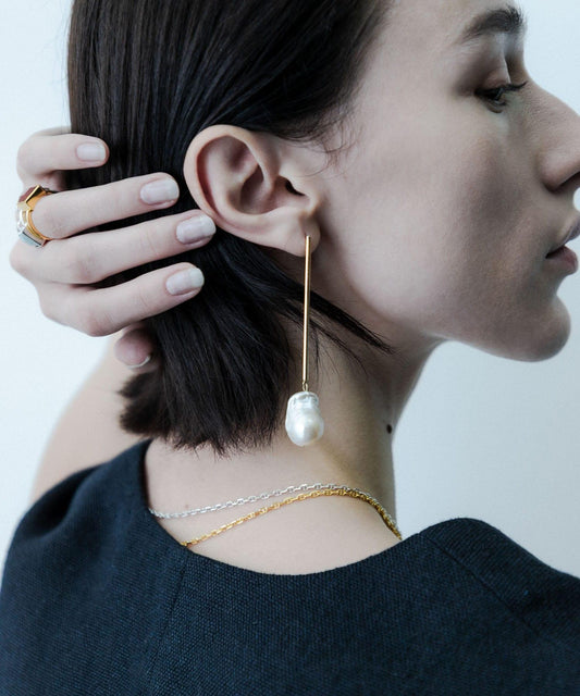 SMELLY so’巴洛克珍珠條形耳釘