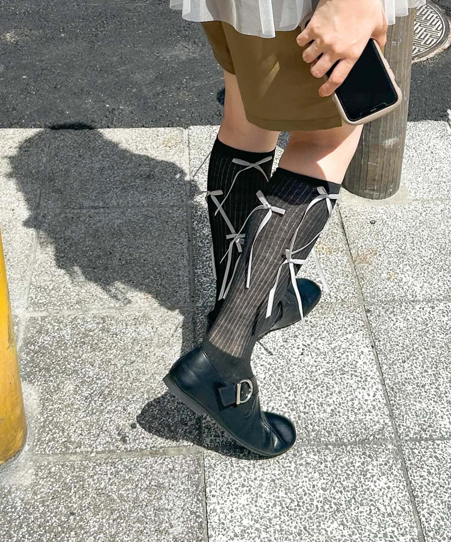 蝴蝶結高筒襪