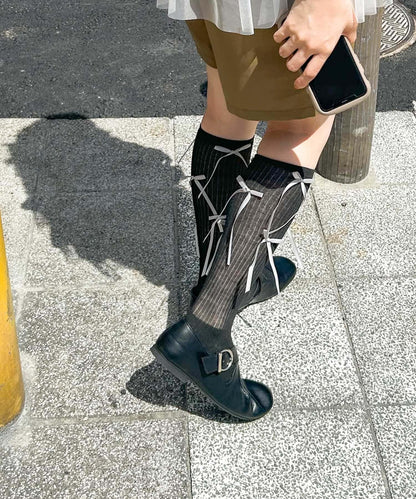 蝴蝶結高筒襪