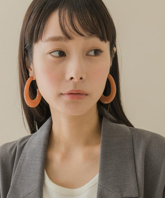 彩色橢圓立體耳環