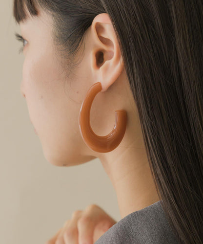 彩色橢圓立體耳環