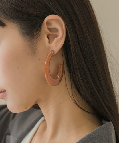 彩色橢圓立體耳環