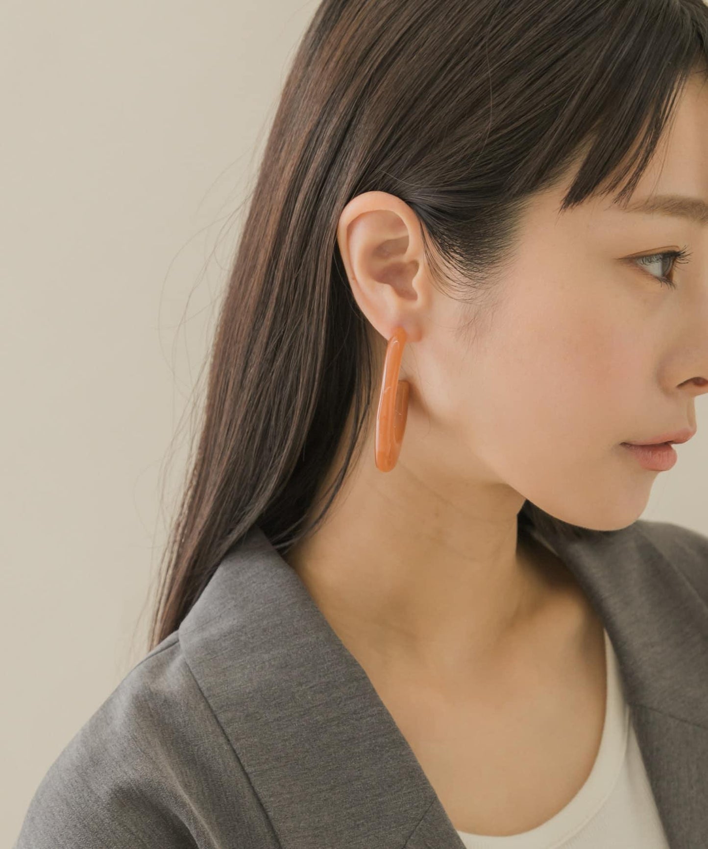 彩色橢圓立體耳環