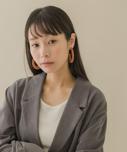 彩色橢圓立體耳環