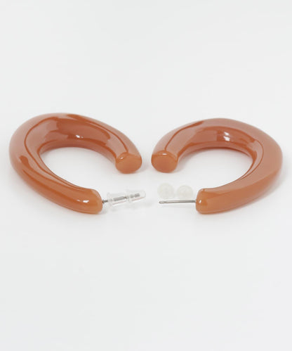 彩色橢圓立體耳環