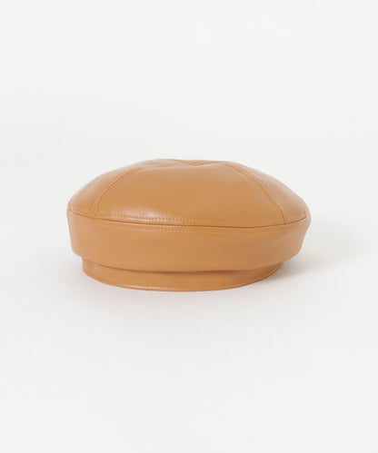 仿皮革扣帶貝雷帽