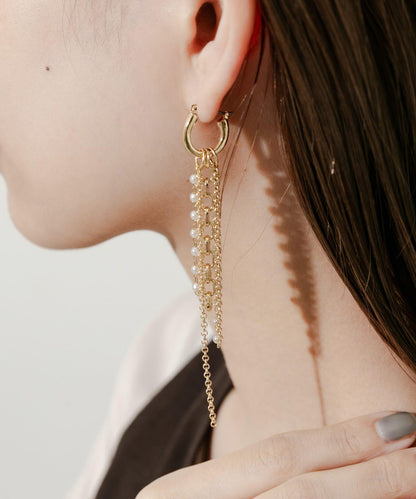 珍珠鏈多用圈形耳環