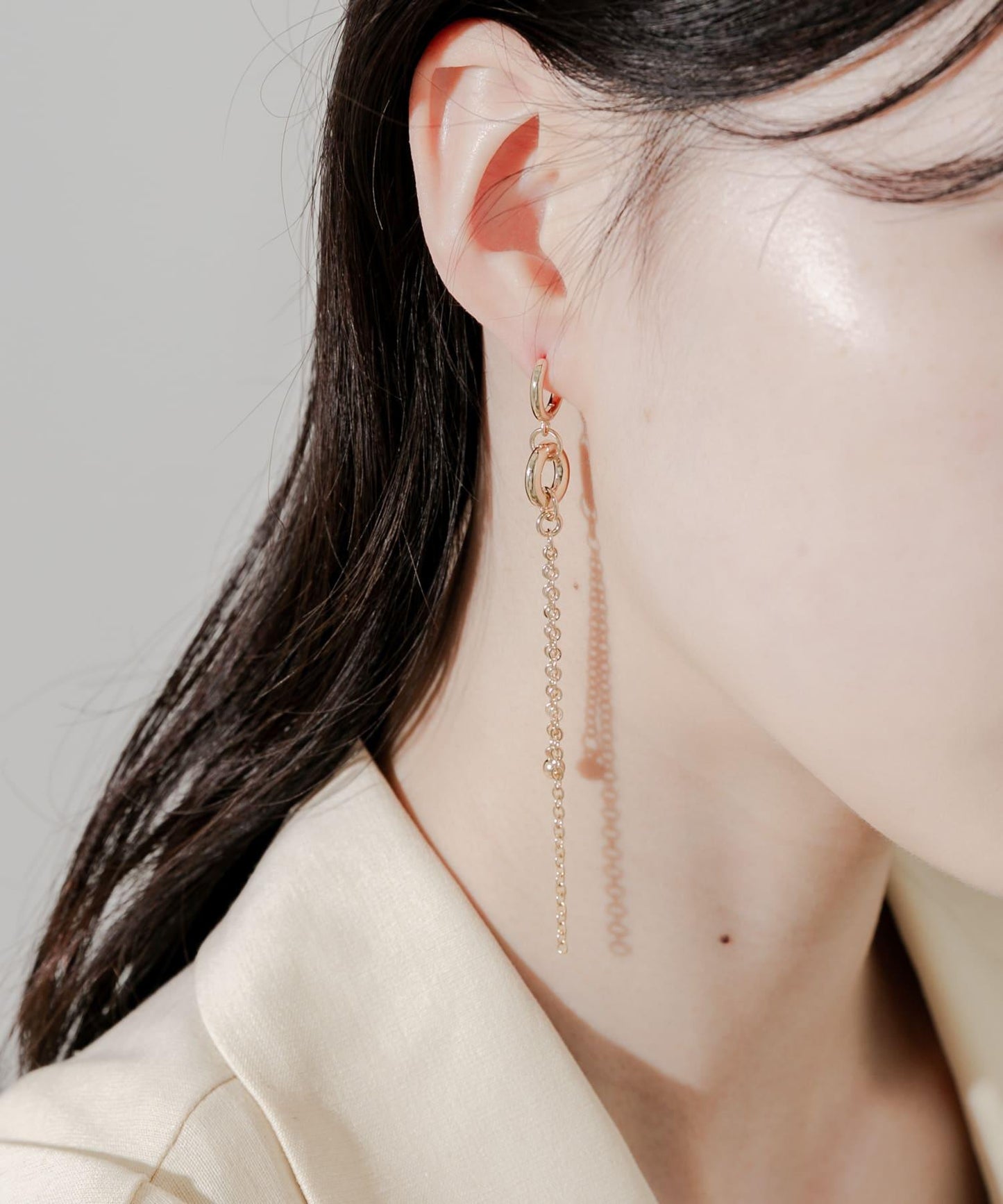 金屬圓環長鏈耳環