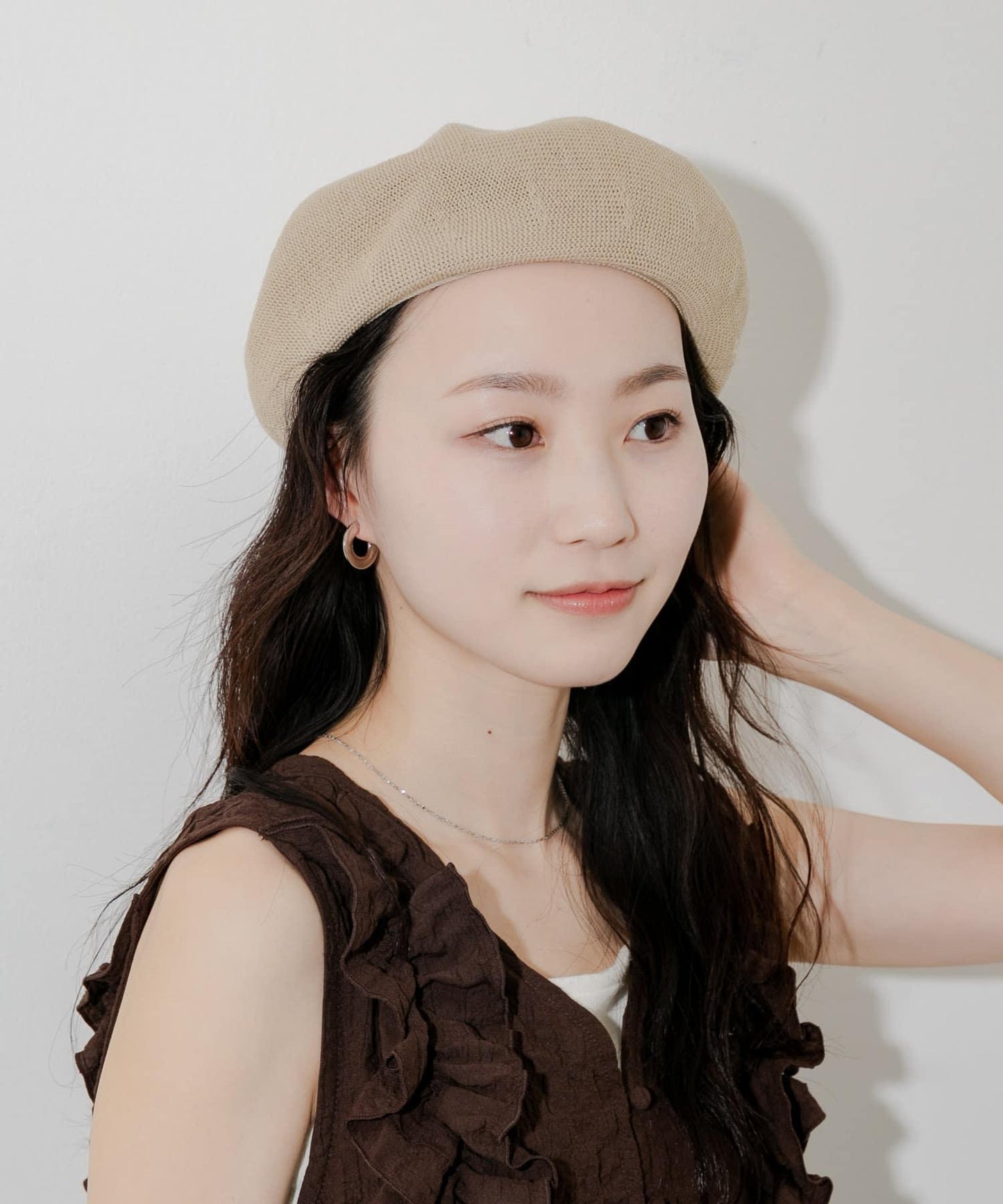 亞麻混紡貝雷帽