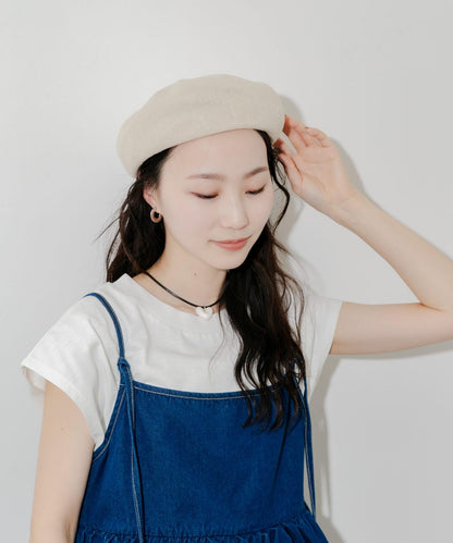 亞麻混紡貝雷帽