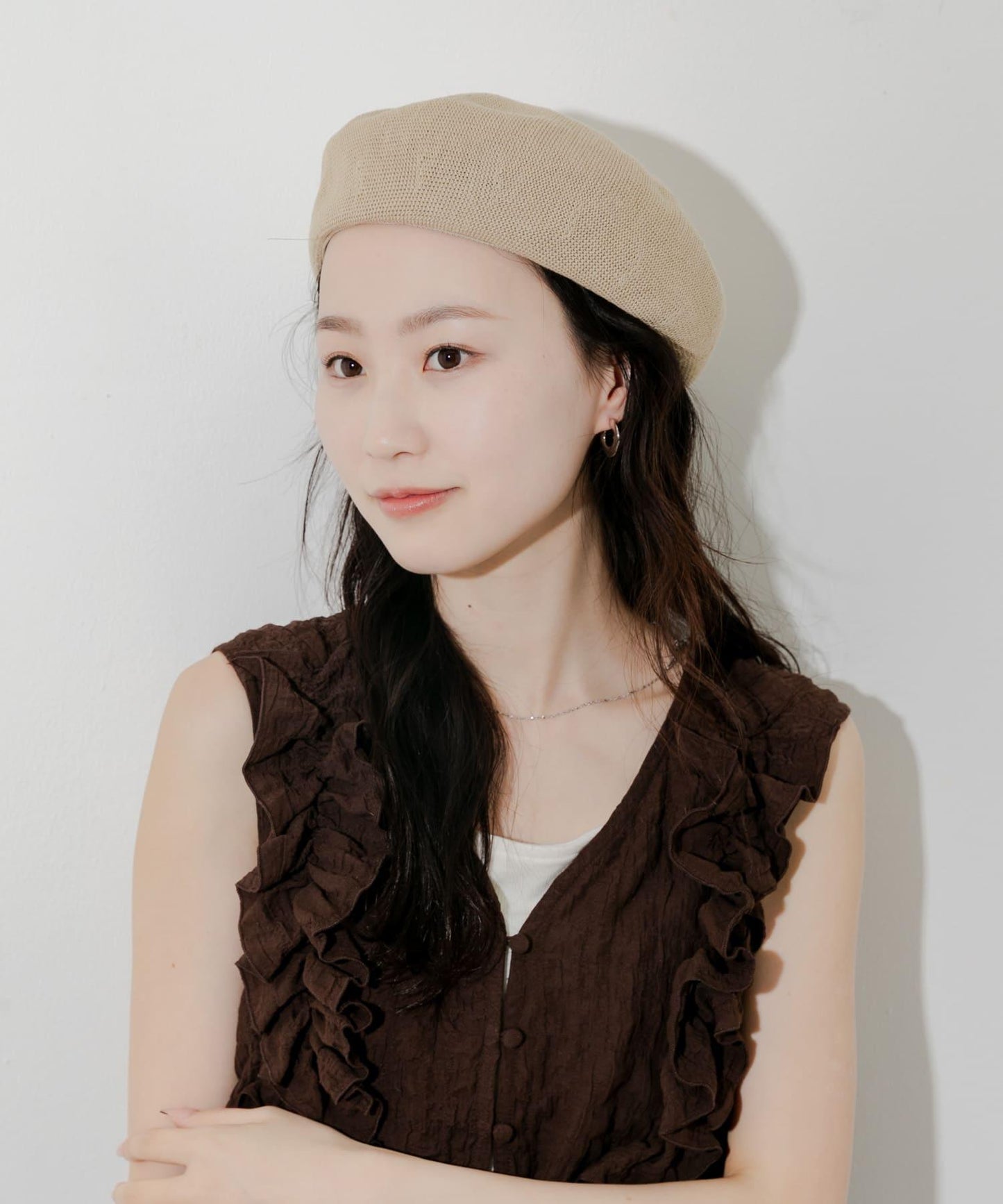 亞麻混紡貝雷帽