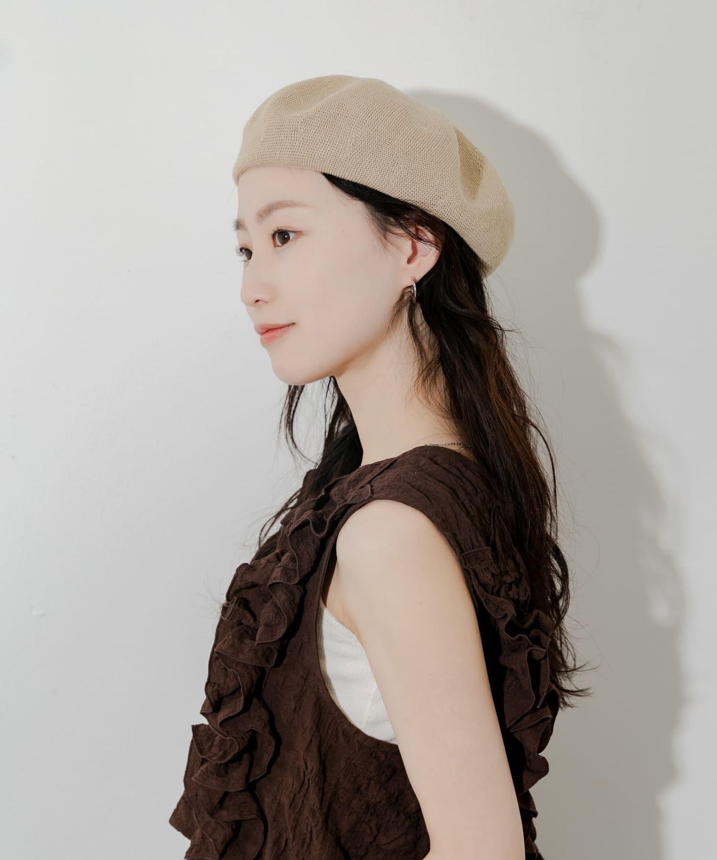 亞麻混紡貝雷帽