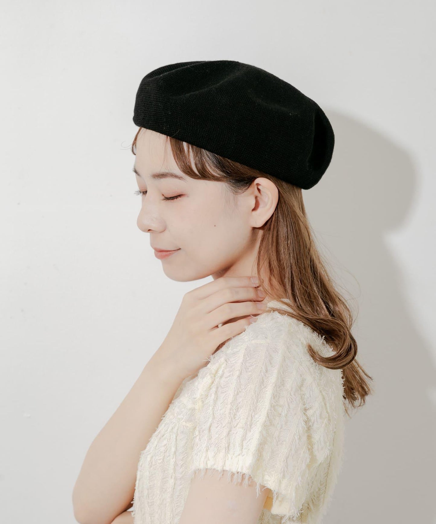 亞麻混紡貝雷帽