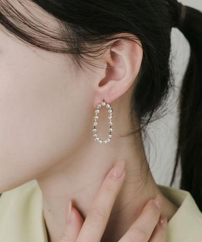 水晶圓環流蘇耳環
