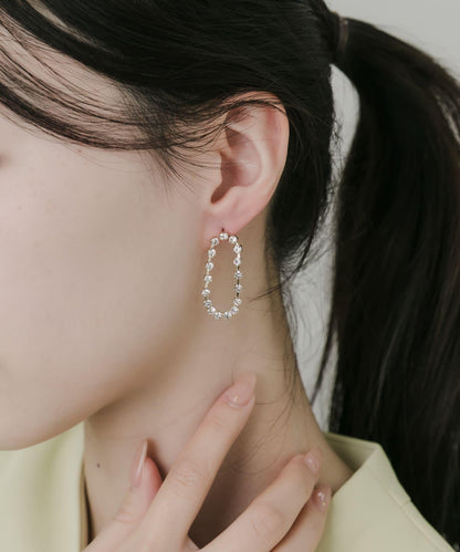 水晶圓環流蘇耳環