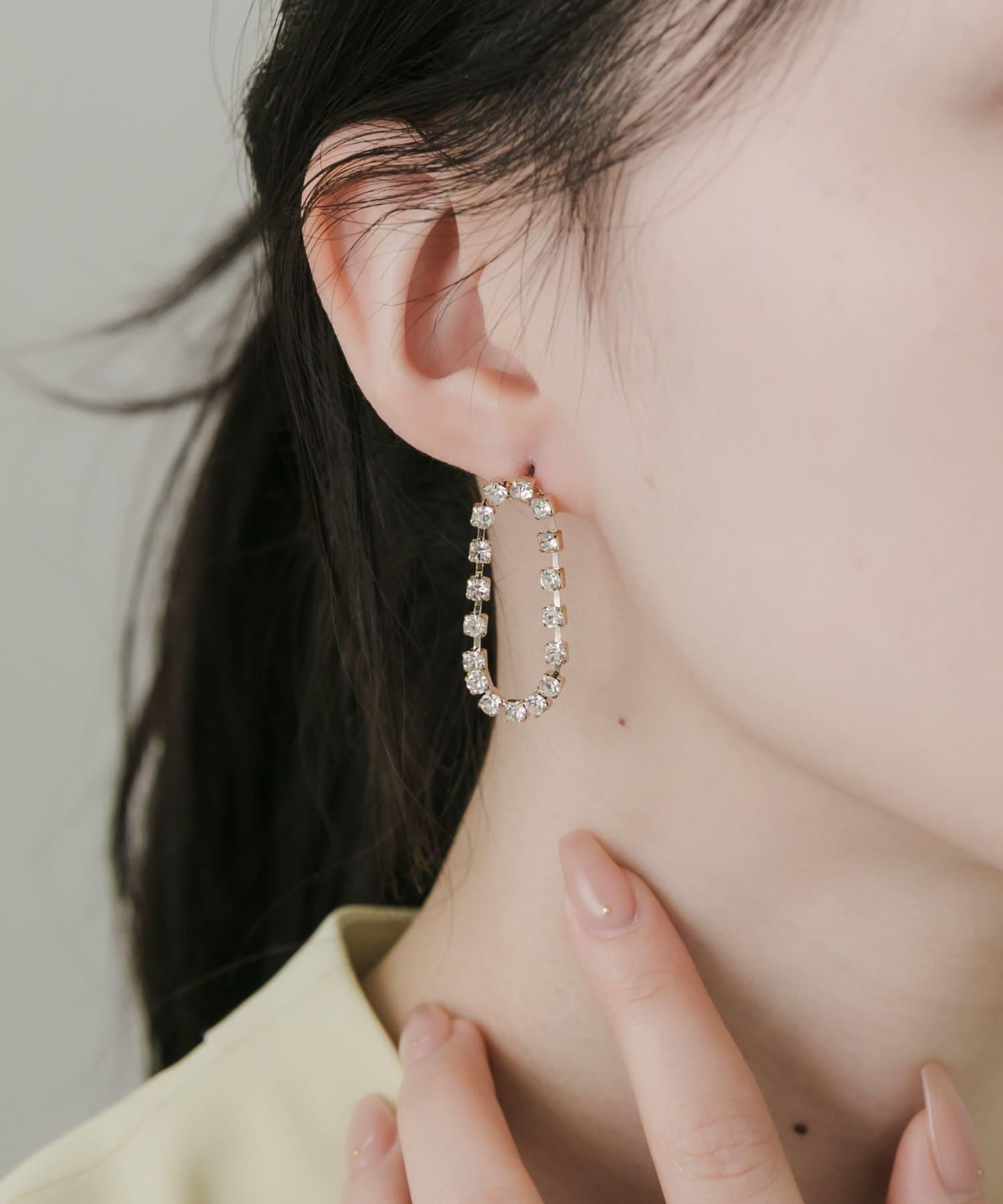 水晶圓環流蘇耳環