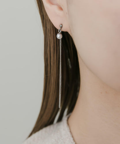 不鏽鋼珍珠簡約鏈條耳環