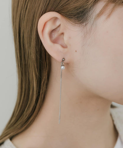 不鏽鋼珍珠簡約鏈條耳環