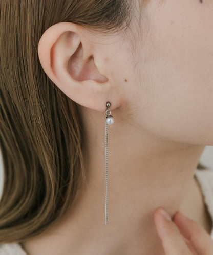 不鏽鋼珍珠簡約鏈條耳環