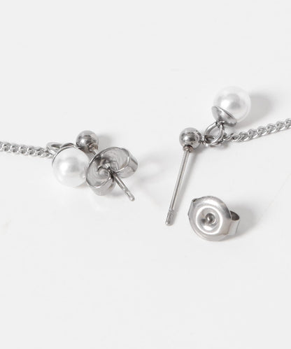 不鏽鋼珍珠簡約鏈條耳環