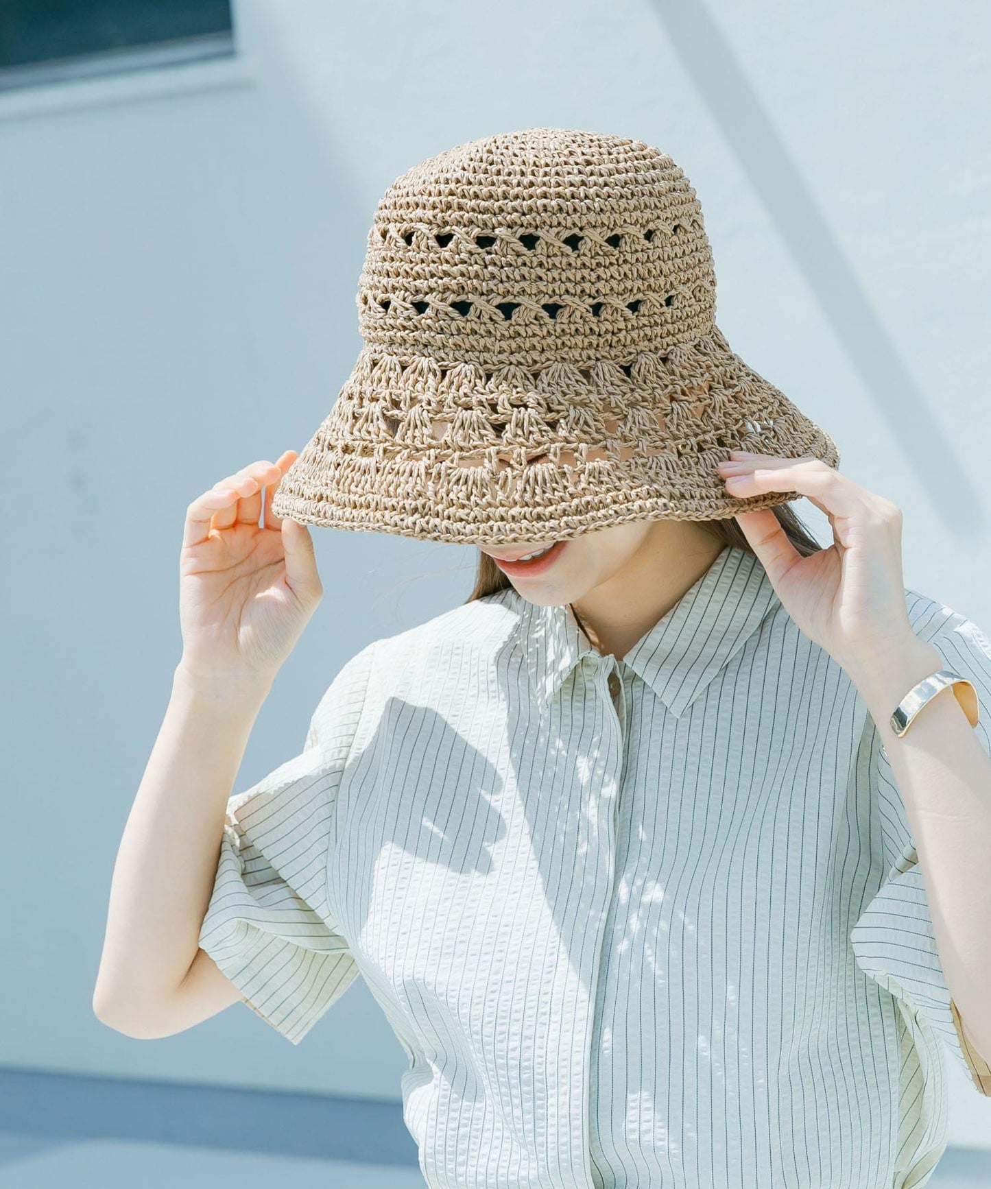 貝殼編織圖案帽