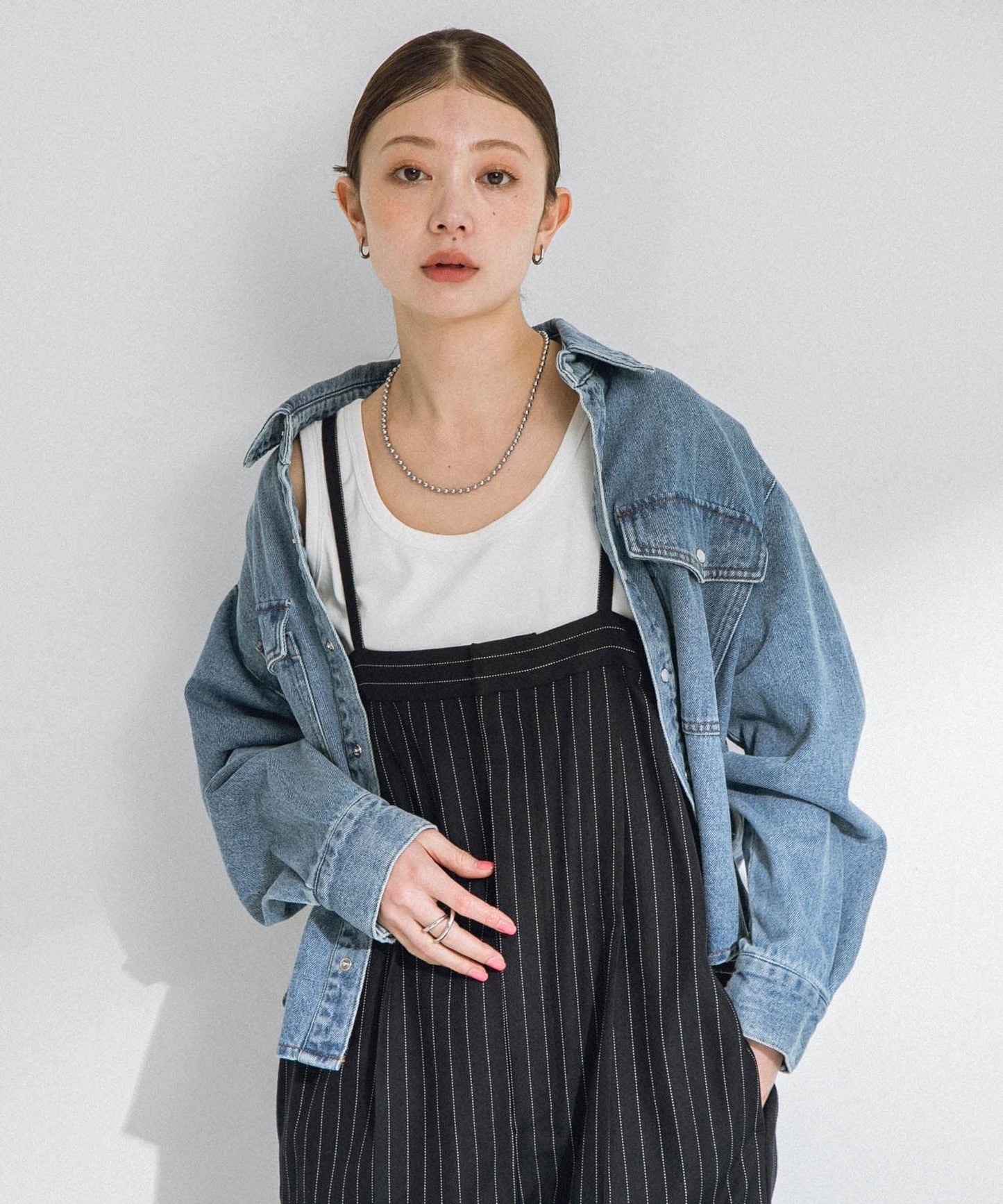 細條紋熊連體褲