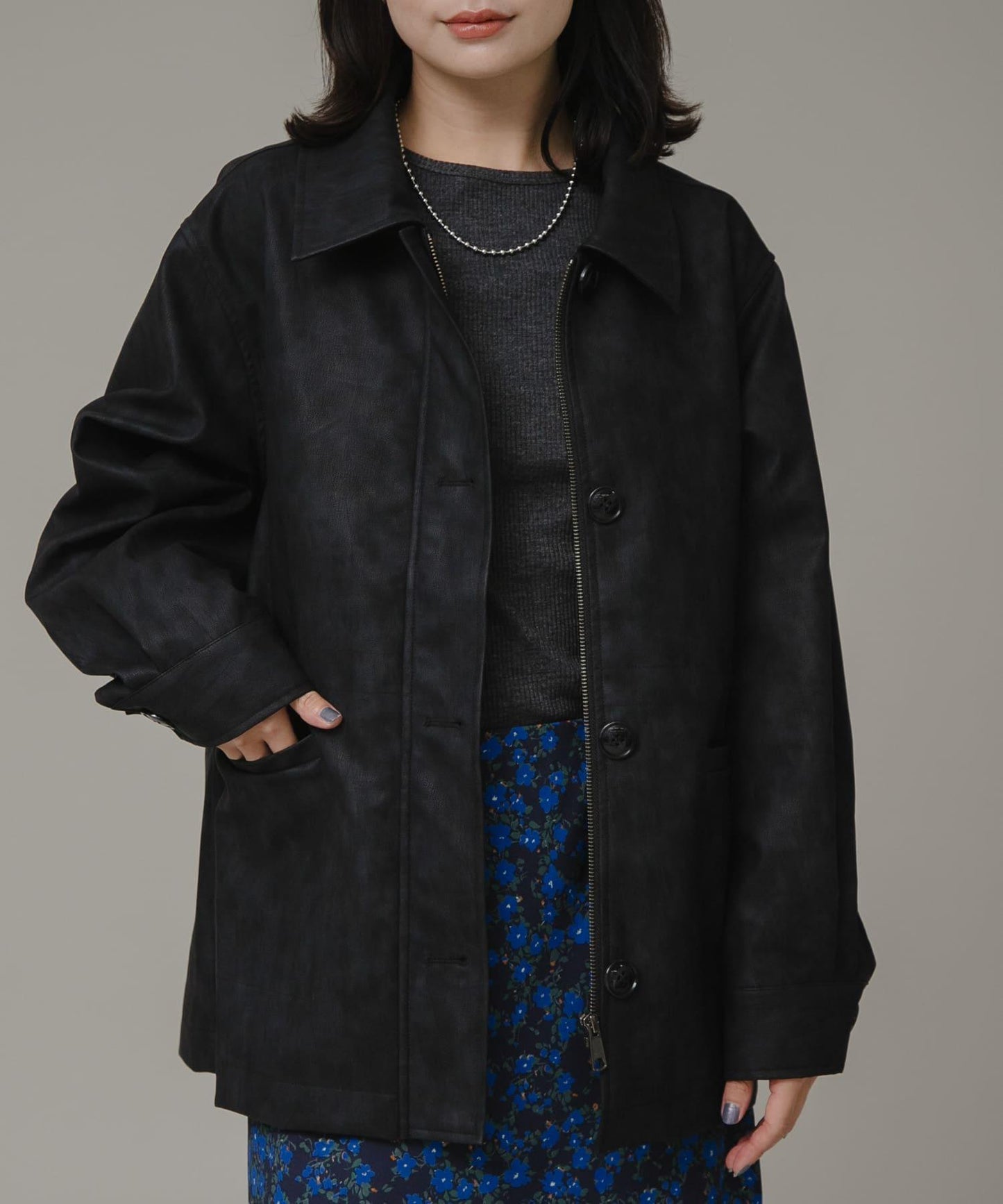 啞光皮革夾克外套