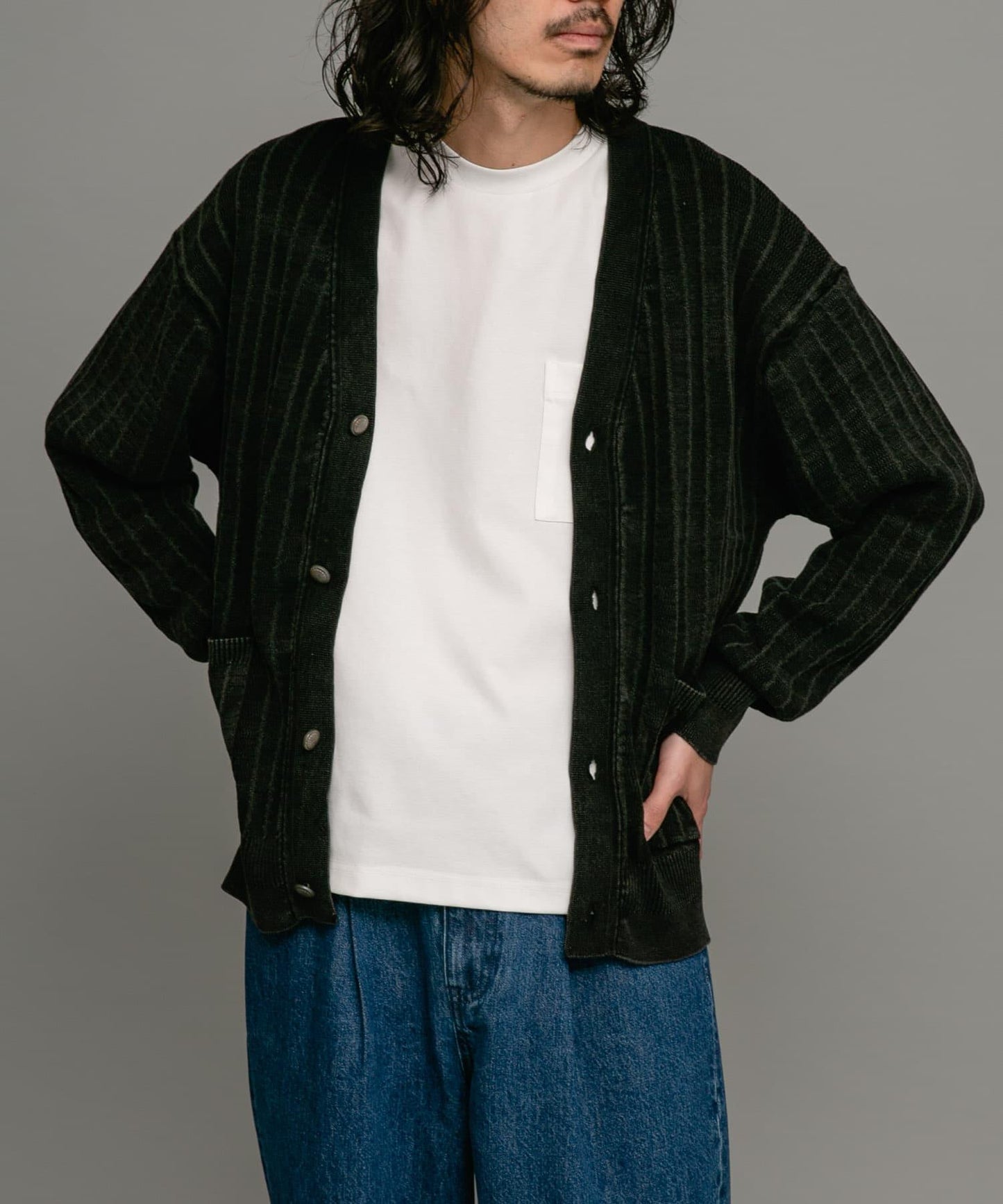 金屬鈕釦針織開衫