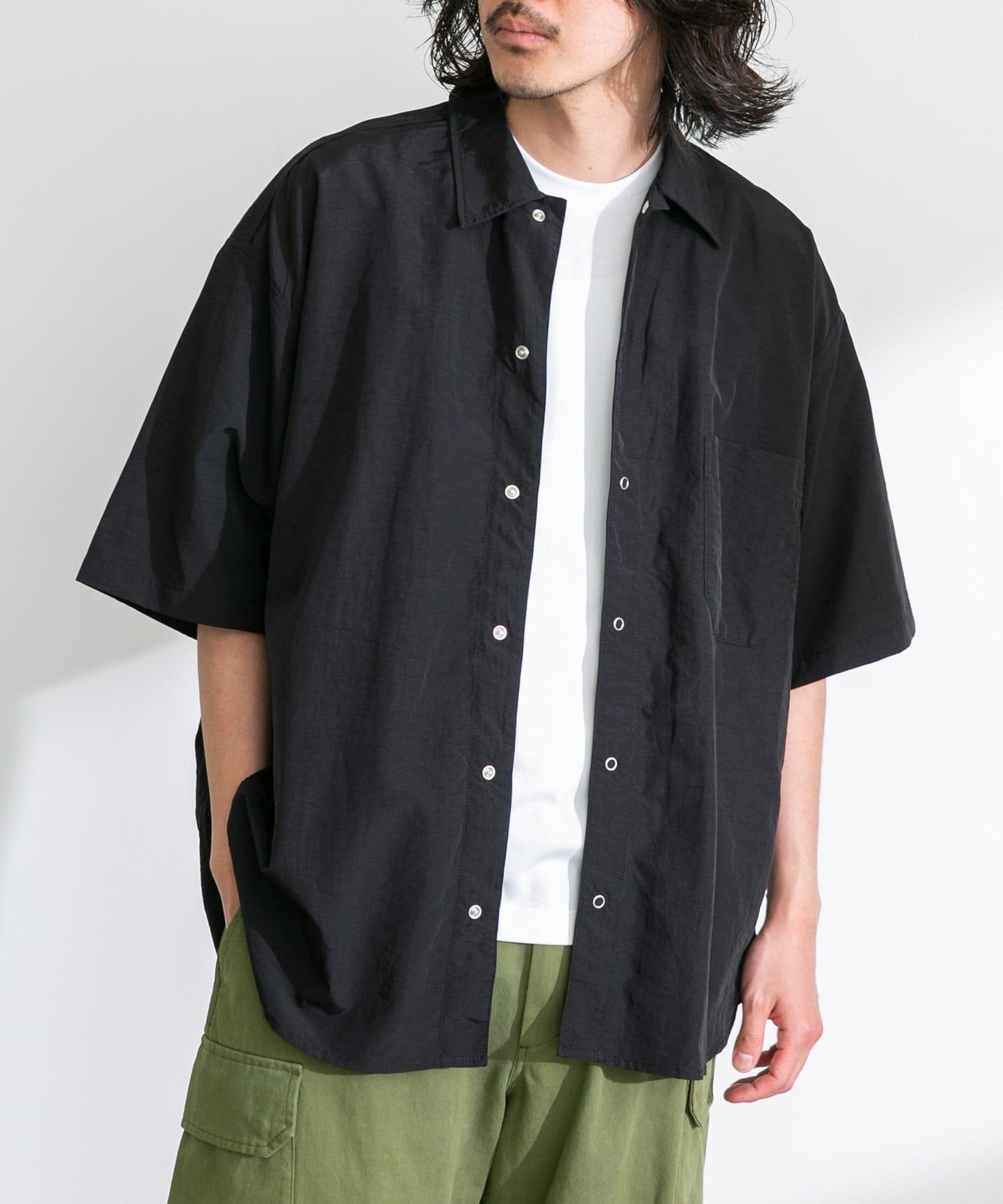 ARMY TWILL 尼龍牛津網眼短袖襯衫