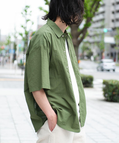 ARMY TWILL 尼龍牛津網眼短袖襯衫