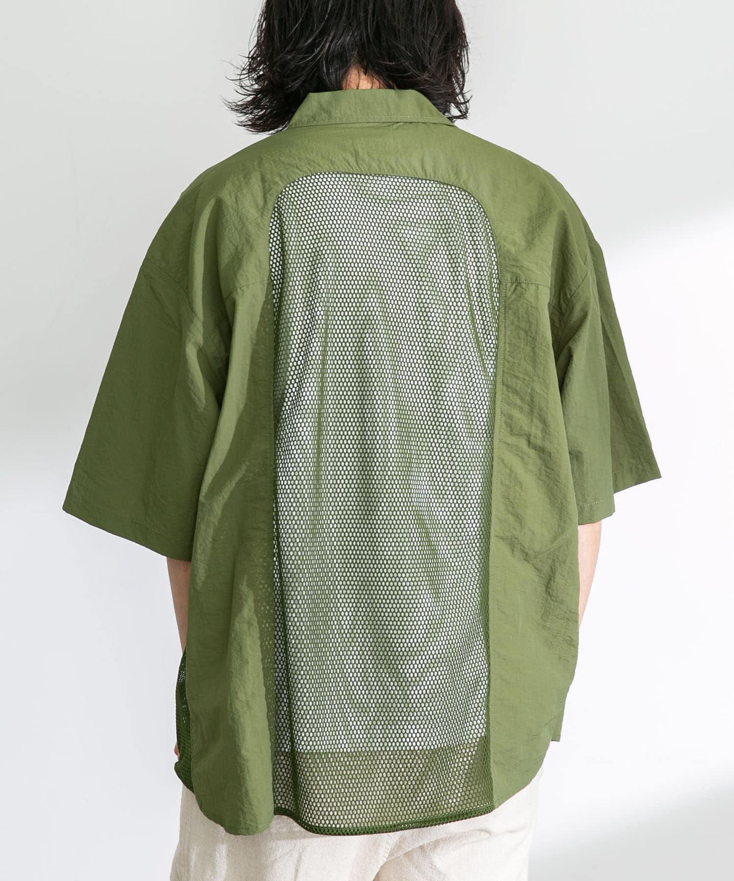 ARMY TWILL 尼龍牛津網眼短袖襯衫