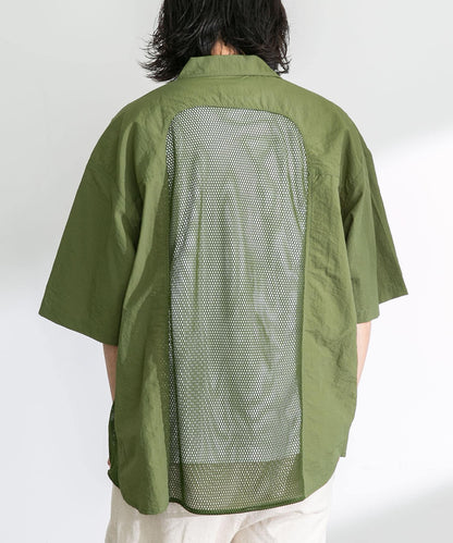 ARMY TWILL 尼龍牛津網眼短袖襯衫