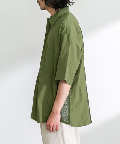 ARMY TWILL 尼龍牛津網眼短袖襯衫
