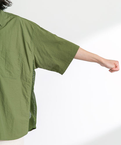 ARMY TWILL 尼龍牛津網眼短袖襯衫