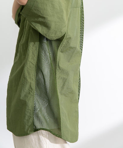 ARMY TWILL 尼龍牛津網眼短袖襯衫