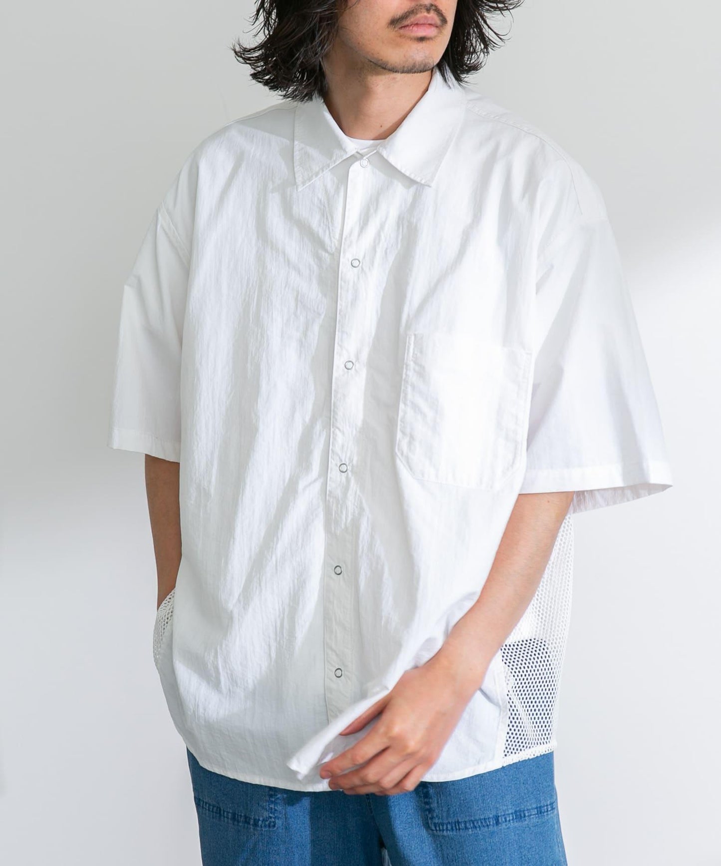 ARMY TWILL 尼龍牛津網眼短袖襯衫