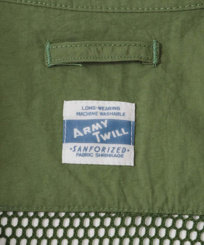ARMY TWILL 尼龍牛津網眼短袖襯衫