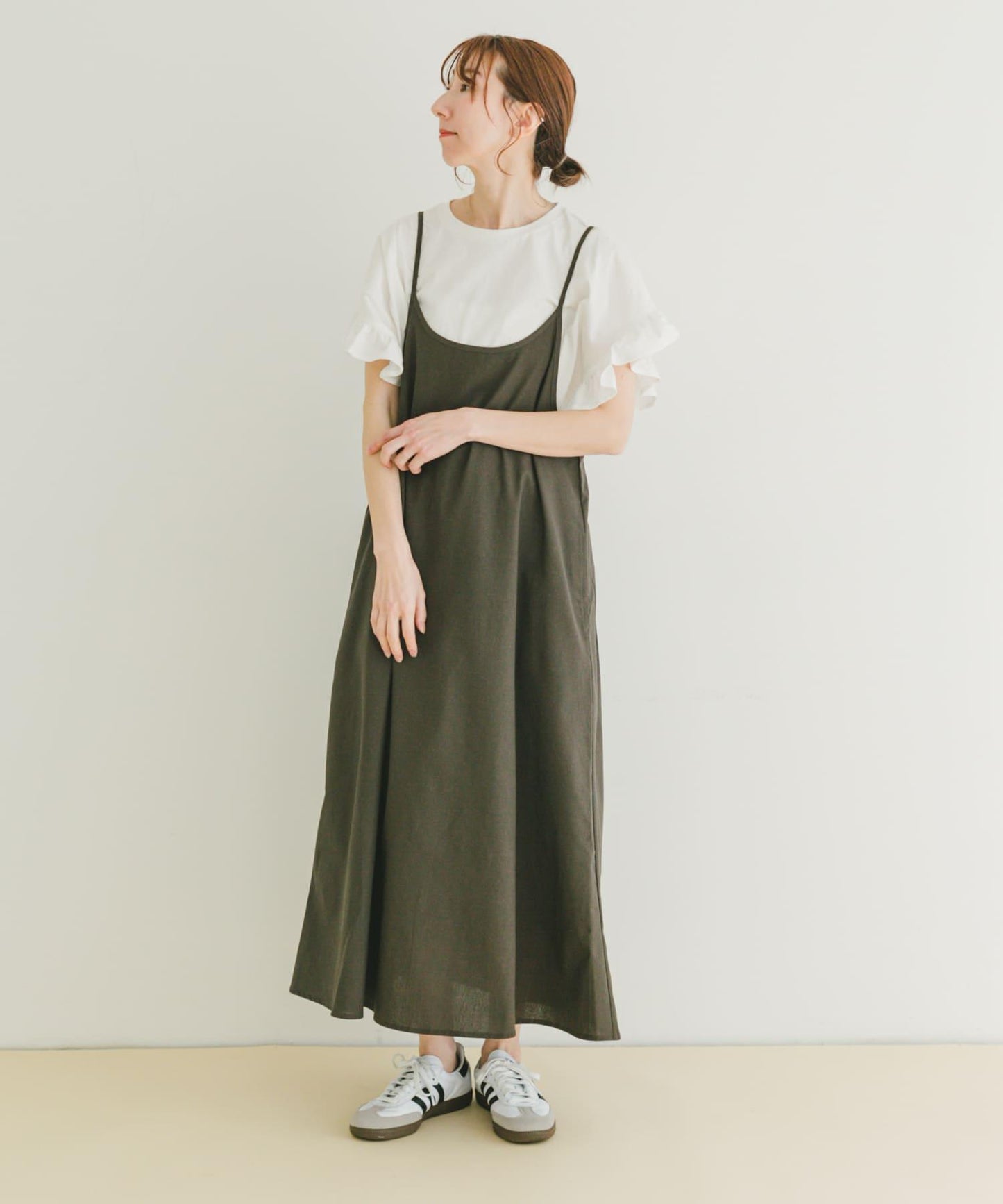 亞麻吊帶連衣裙