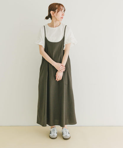 亞麻吊帶連衣裙